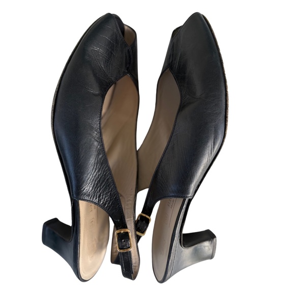 Bruno Magli Black Leather Slingback Heels – Size 7 (Made in Italy) - Picture 5 of 6